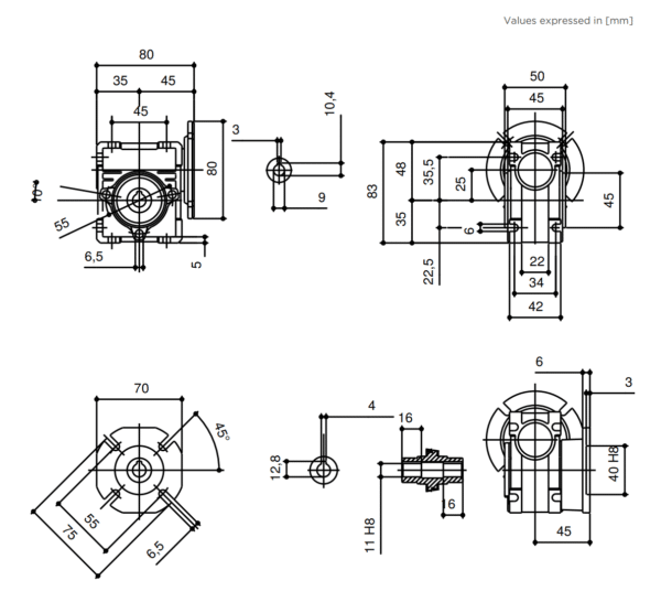 NMRV025 Dimensions